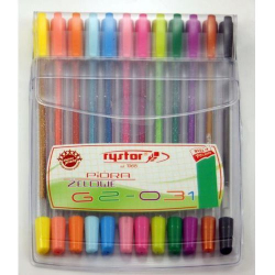 Набір ручок гелевих 12кол. GLITTER & FLUORESCENT GLITTER Rystor