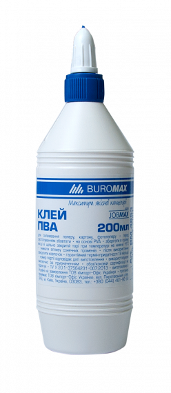 Фото - Клей ПВА 200 мл, JOBMAX , ковпачок-дозатор 51792 Фото - Клей ПВА 200 мл, JOBMAX , ковпачок-дозатор 51792