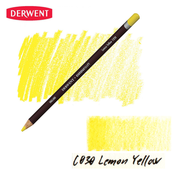 Фото - Олівець кольоровий Coloursoft (С030), Жовтий лимон, Derwent 57267 Фото - Олівець кольоровий Coloursoft (С030), Жовтий лимон, Derwent 57267