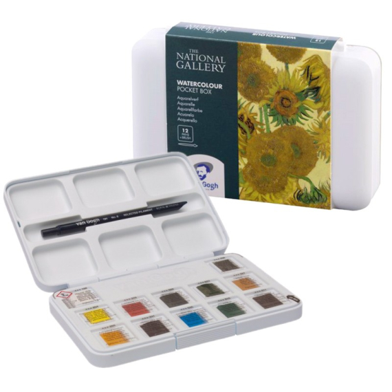 Фото - Набір акварельних фарб, VAN GOGH NATIONAL GALLERY, Pocket Box, 12 кювет, картон, Royal Talens 56596 Фото - Набір акварельних фарб, VAN GOGH NATIONAL GALLERY, Pocket Box, 12 кювет, картон, Royal Talens 56596