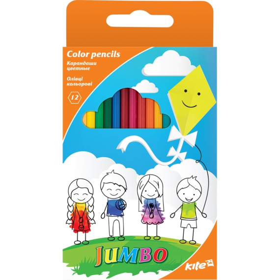 Фото - Олівці кол. тригран. Jumbo, 12 шт. Kite 36175 Фото - Олівці кол. тригран. Jumbo, 12 шт. Kite 36175