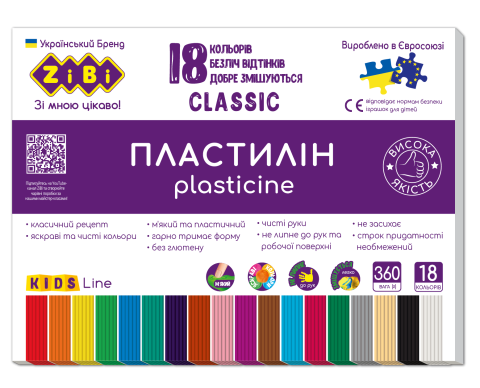 Фото - Пластилін CLASSIC 18 кольорів, 360г, KIDS Line 62381 Фото - Пластилін CLASSIC 18 кольорів, 360г, KIDS Line 62381