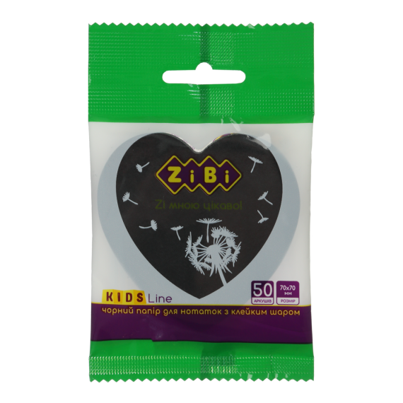 Фото - Блок паперу для нотаток BLACK HEART,  з клейким шаром , 70х70 мм, 50 арк., чорний, KIDS Line 63111 Фото - Блок паперу для нотаток BLACK HEART,  з клейким шаром , 70х70 мм, 50 арк., чорний, KIDS Line 63111