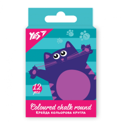 Крейда YES "Kittycon" кольорова кругла, 12 шт