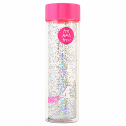 Пляшка  для води YES з блискітками "Sparkle", 570мл, кришка рожевого кольору