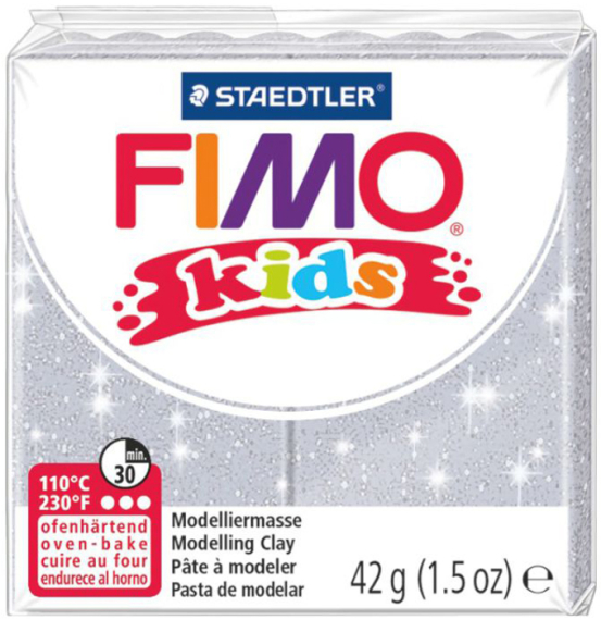 Фото - Пластика Fimo kids, Срібна з блискітками, 42г, Fimo 36090 Фото - Пластика Fimo kids, Срібна з блискітками, 42г, Fimo 36090