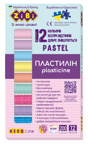 Фото - Пластилін PASTEL 12 кольорів, 200г (8 пастель + 4 глітер), KIDS Line 62383 Фото - Пластилін PASTEL 12 кольорів, 200г (8 пастель + 4 глітер), KIDS Line 62383