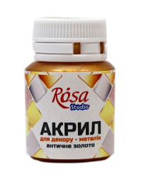 Акрил для декору 51, Античне золото, металік, 20 мл, ROSA Studio