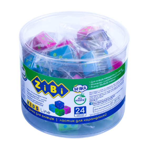 Фото - Гумка КУБИК,20х20х20mm, 24 шт.в тубі, KIDS Line, уп.24 шт 62846