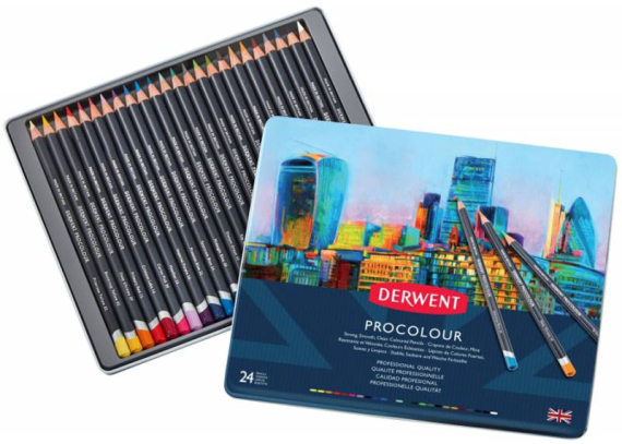Фото - Набір кольорових олівців Procolour, 24кол. метал. Derwent 57273 Фото - Набір кольорових олівців Procolour, 24кол. метал. Derwent 57273