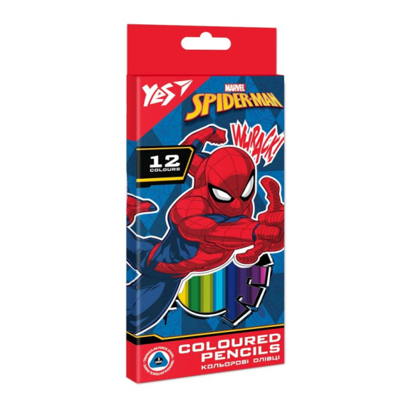 Фото - Олівці кольорові YES 12 кол. 'Marvel.Spiderman' 62898 Фото - Олівці кольорові YES 12 кол. 'Marvel.Spiderman' 62898