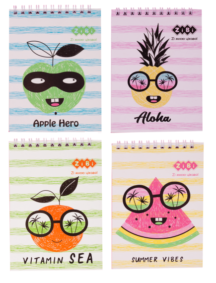 Фото - Блокнот на пружині зверху SUMMER VIBES, А-6, 40 арк., картонна обкладинка, KIDS Line, асорті 52779 Фото - Блокнот на пружині зверху SUMMER VIBES, А-6, 40 арк., картонна обкладинка, KIDS Line, асорті 52779
