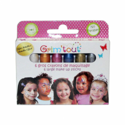 Набір олівців для гриму, металік, 6шт, 1*5,5см, GRIM TOUT