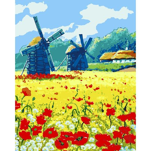 Фото - Набір, картина за номерами 'Млини у полі', 40*50 см., SANTI 60646 Фото - Набір, картина за номерами 'Млини у полі', 40*50 см., SANTI 60646