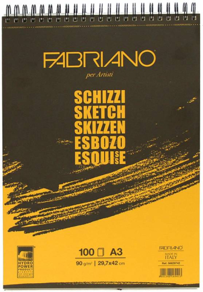 Фото - Альбом для ескізів на спіралі Schizzi Sketch А4 (21х29,7см), 90г/м2, 120л., Fabriano горизон.спіраль 52880 Фото - Альбом для ескізів на спіралі Schizzi Sketch А4 (21х29,7см), 90г/м2, 120л., Fabriano горизон.спіраль 52880