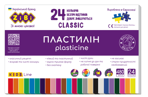 Фото - Пластилін CLASSIC 24 кольорів, 480г, KIDS Line 62382 Фото - Пластилін CLASSIC 24 кольорів, 480г, KIDS Line 62382