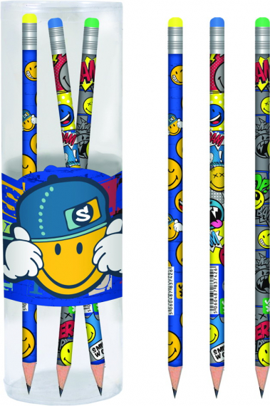 Фото - Карандаш ч/гр круглый с ласт. в пл. тубе 'Smiley World'(blue), 39шт/уп 40809 Фото - Карандаш ч/гр круглый с ласт. в пл. тубе 'Smiley World'(blue), 39шт/уп 40809