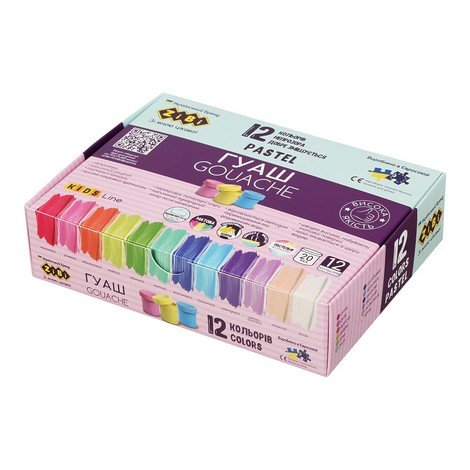Фото - Гуаш PASTEL 12 кольорів х 20мл, в карт.коробці, Kids Line 63243 Фото - Гуаш PASTEL 12 кольорів х 20мл, в карт.коробці, Kids Line 63243