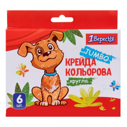 Фото - Крейда кольорова 1Вересня 'Zoo Land' 6 шт. JUMBO 62138