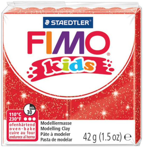 Фото - Пластика Fimo kids, Червона з блискітками, 42г, Fimo 36091 Фото - Пластика Fimo kids, Червона з блискітками, 42г, Fimo 36091