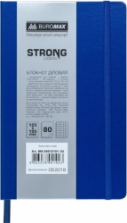 Блокнот діловий STRONG LOGO2U 125x195мм, 80арк., клітинка, обкладинка зі штучної шкіри, темно-синій