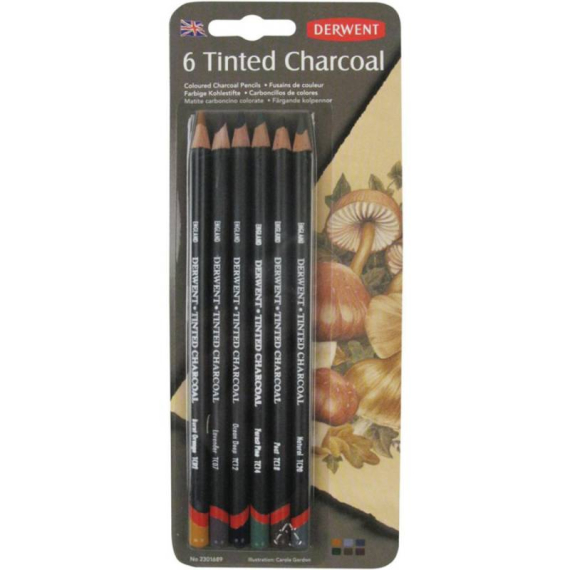 Фото - Набір вугільних олівців Tinted Charcoal, 6шт, в блістері, Derwent 57321 Фото - Набір вугільних олівців Tinted Charcoal, 6шт, в блістері, Derwent 57321